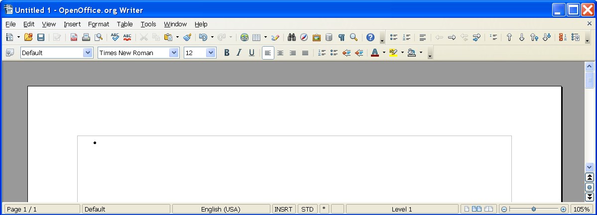 Open Office bullets toolbar